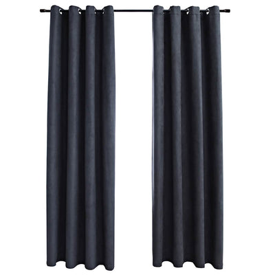 Vidaxl rideaux Blackout avec anneaux 2 ST 140x175 cm anthracite