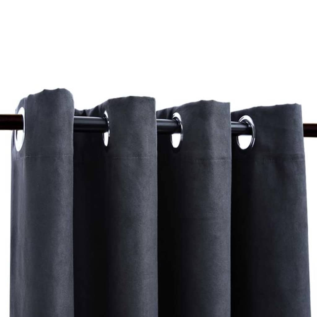 Vidaxl rideaux Blackout avec anneaux 2 ST 140x175 cm anthracite