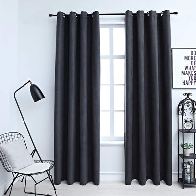 Vidaxl rideaux Blackout avec anneaux 2 ST 140x175 cm anthracite