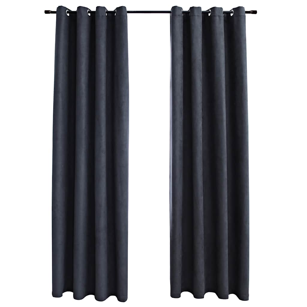 Vidaxl rideaux Blackout avec des anneaux 2 ST 140x245 cm anthracite