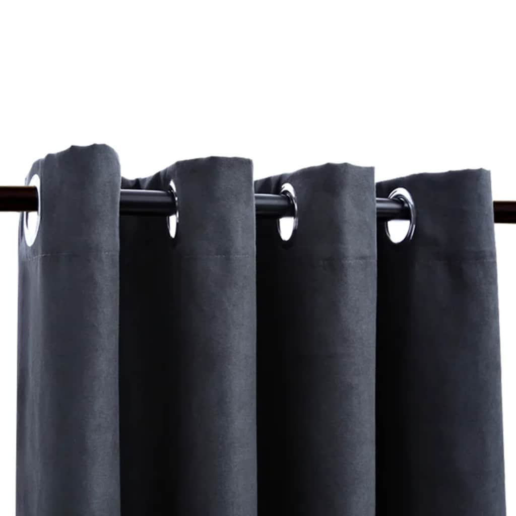 Vidaxl rideaux Blackout avec des anneaux 2 ST 140x245 cm anthracite