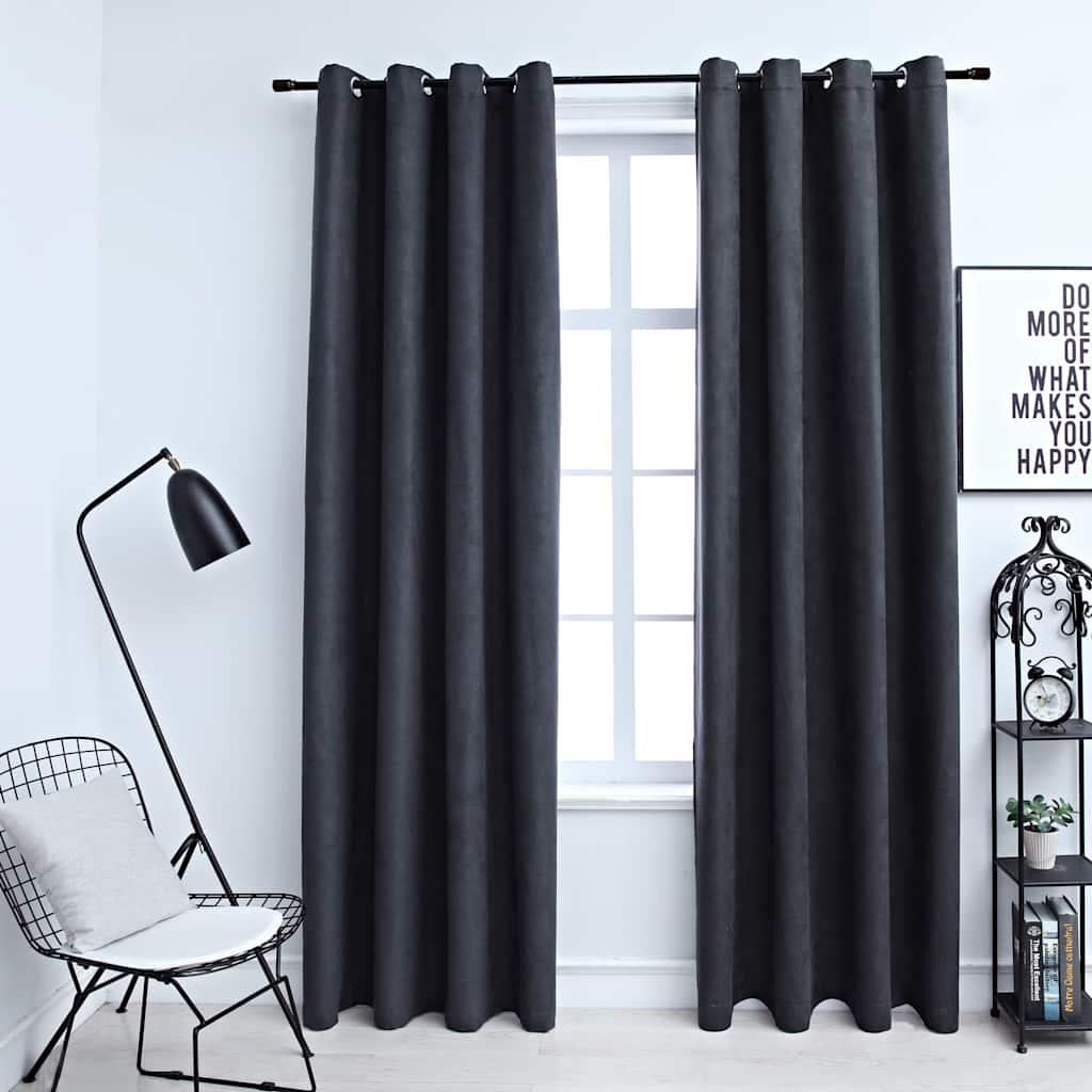 Vidaxl rideaux Blackout avec des anneaux 2 ST 140x245 cm anthracite