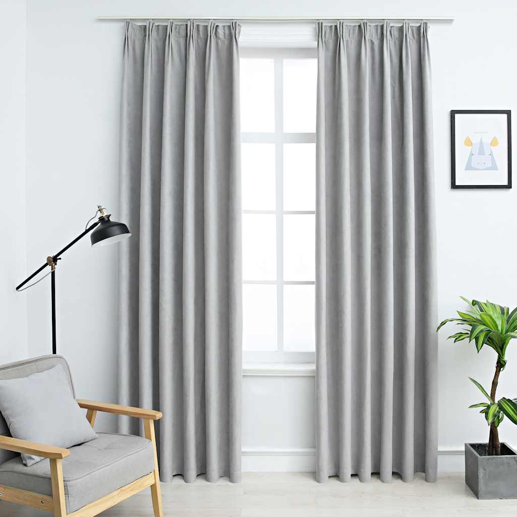 Vidaxl rideaux occultation avec crochets 2 PCS 140x225 cm Gray