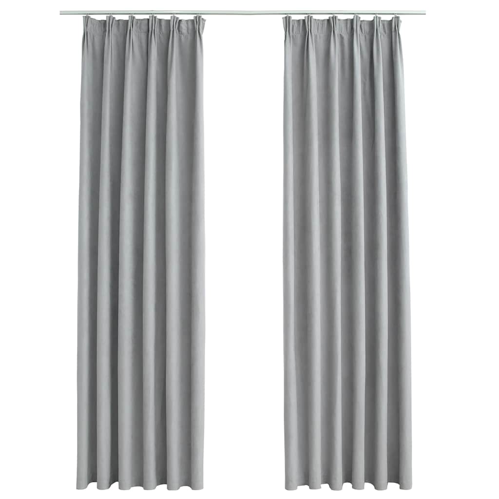 Vidaxl rideaux occlusion avec crochets 2 pcs 140x245 cm gris