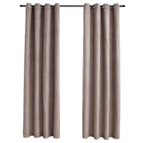 Rideau vidaxl accablant avec des anneaux en métal 2 st 140x225 cm taupe - afbeelding 2