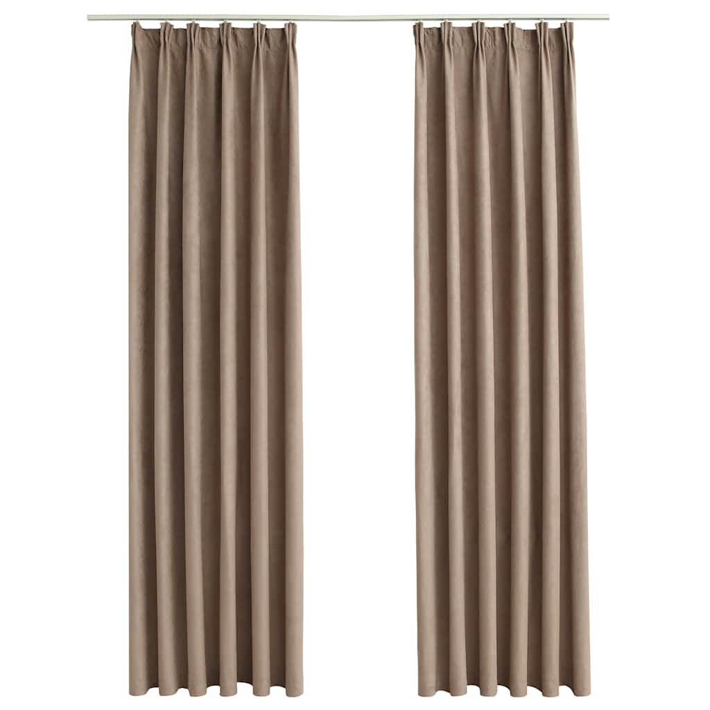 Vidaxl rideaux occlusion avec des crochets 2 PCS 140x175 cm taupe