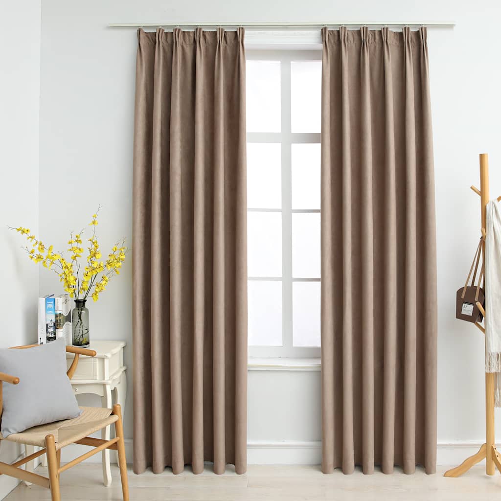 Vidaxl rideaux occlusion avec des crochets 2 PCS 140x175 cm taupe