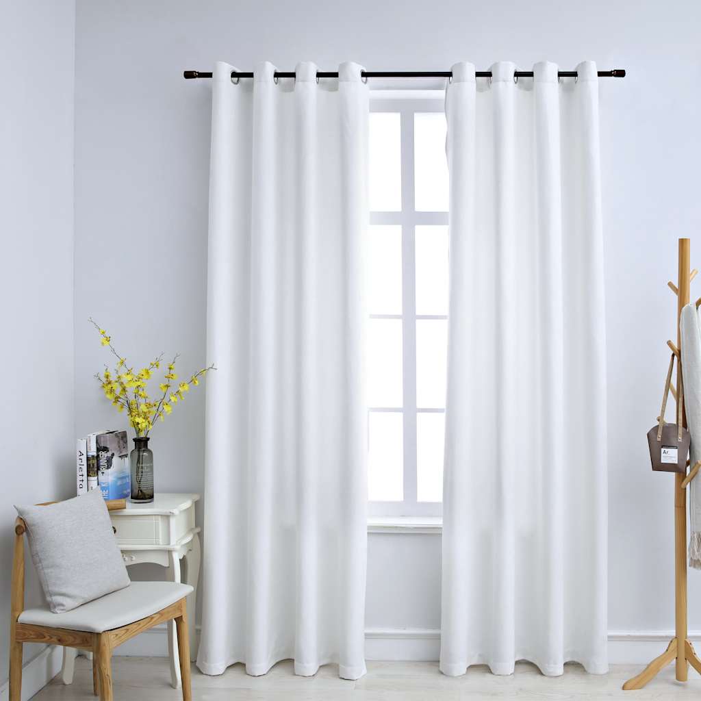 Vidaxl rideaux Blackout avec anneaux 2 ST 140x175 cm blanc cassé