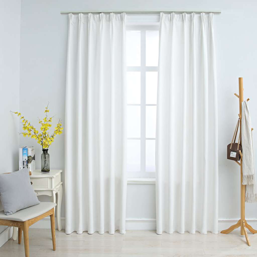 Vidaxl rideaux occlusion avec des crochets 2 pcs 140x245 cm blanc cassé