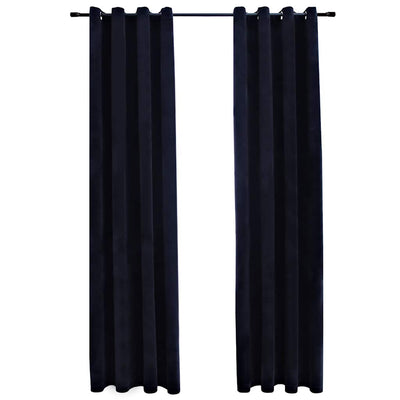 Vidaxl rideau noir avec anneaux 2 st 140x175 cm en velours noir