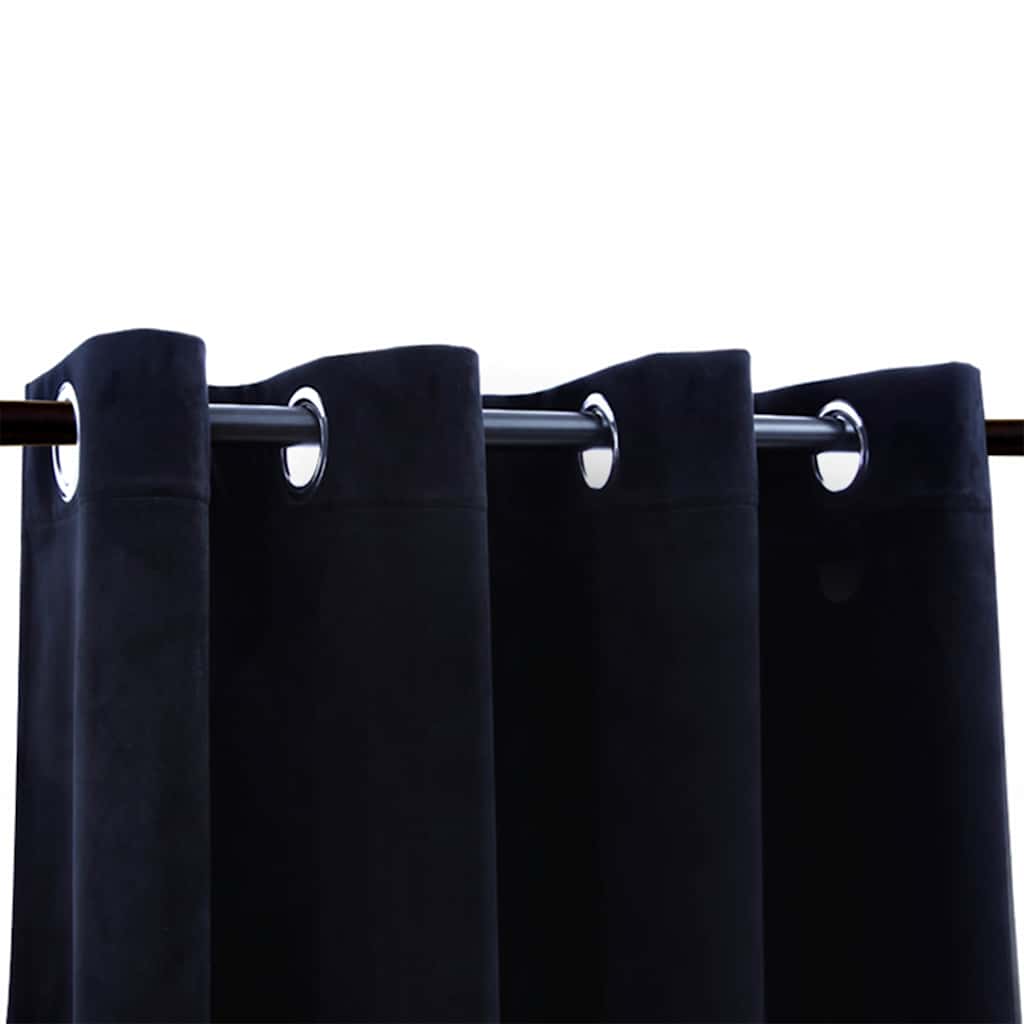 Vidaxl rideau noir avec anneaux 2 st 140x175 cm en velours noir