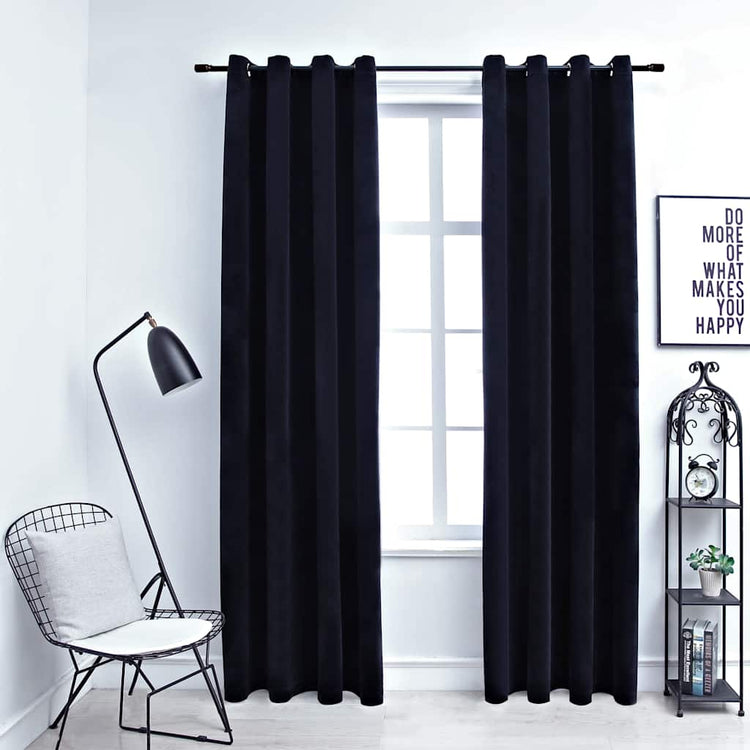 Vidaxl rideau noir avec anneaux 2 st 140x175 cm en velours noir