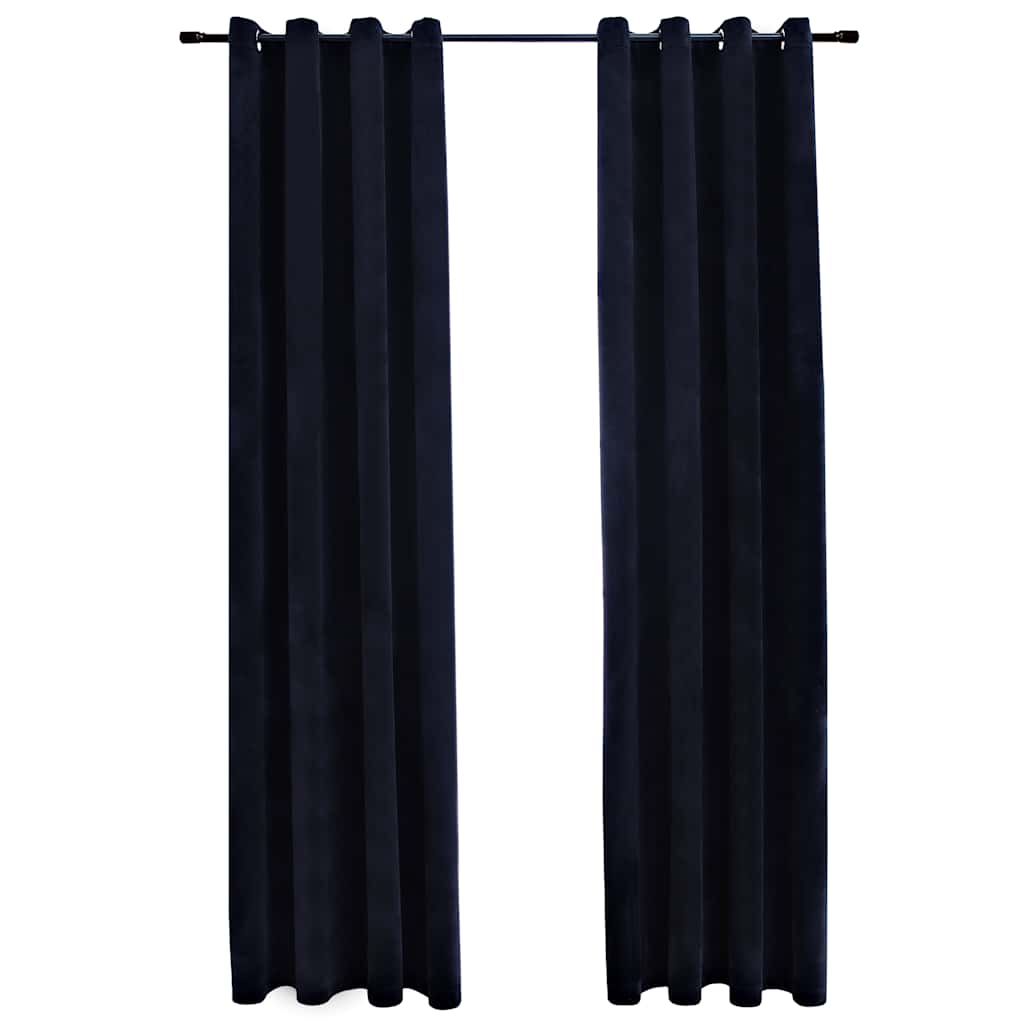 Vidaxl rideau noir avec anneaux 2 st 140x225 cm en velours noir