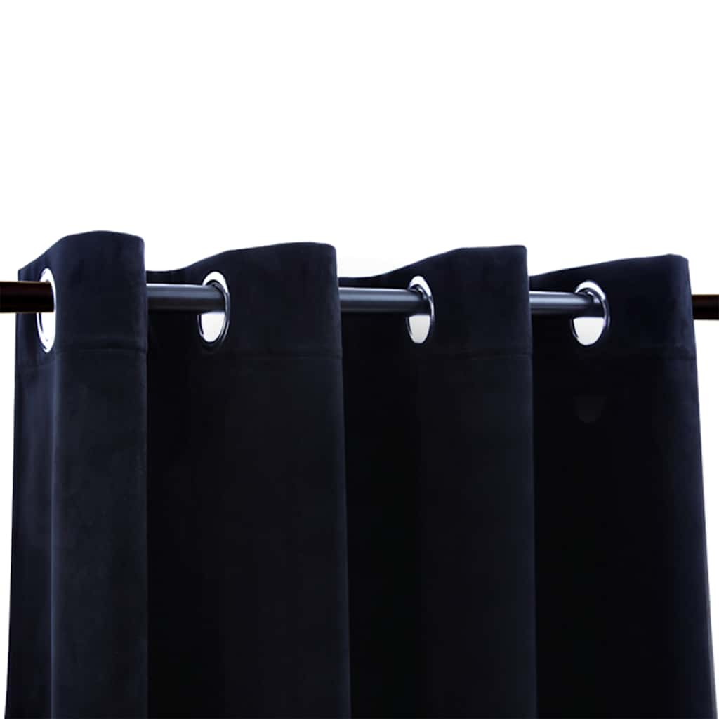 Vidaxl rideau noir avec anneaux 2 st 140x225 cm en velours noir