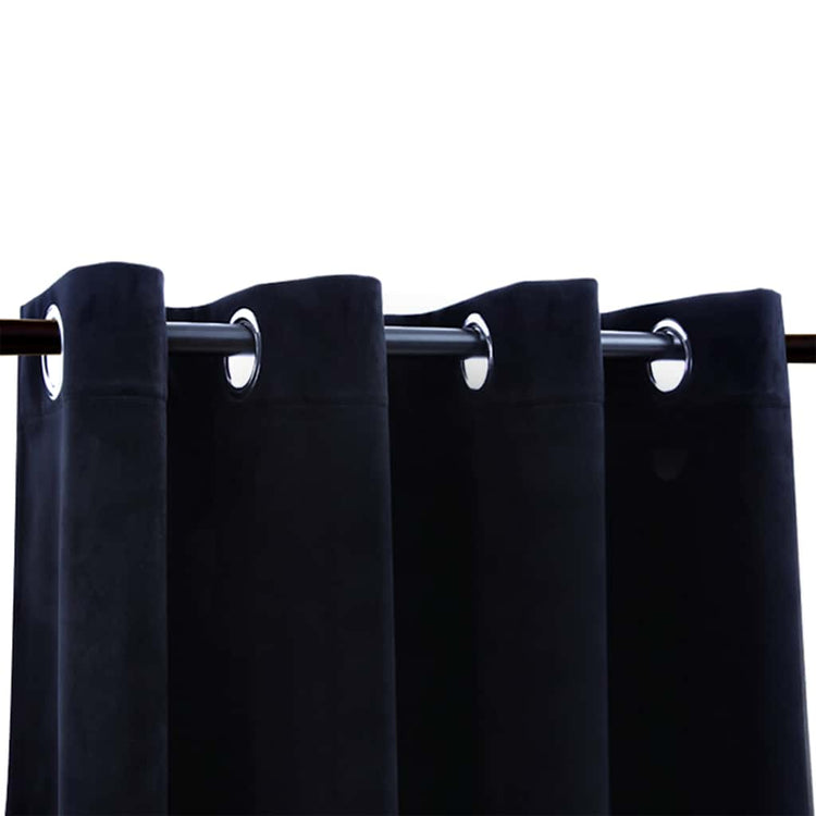 Vidaxl rideau noir avec anneaux 2 st 140x225 cm en velours noir