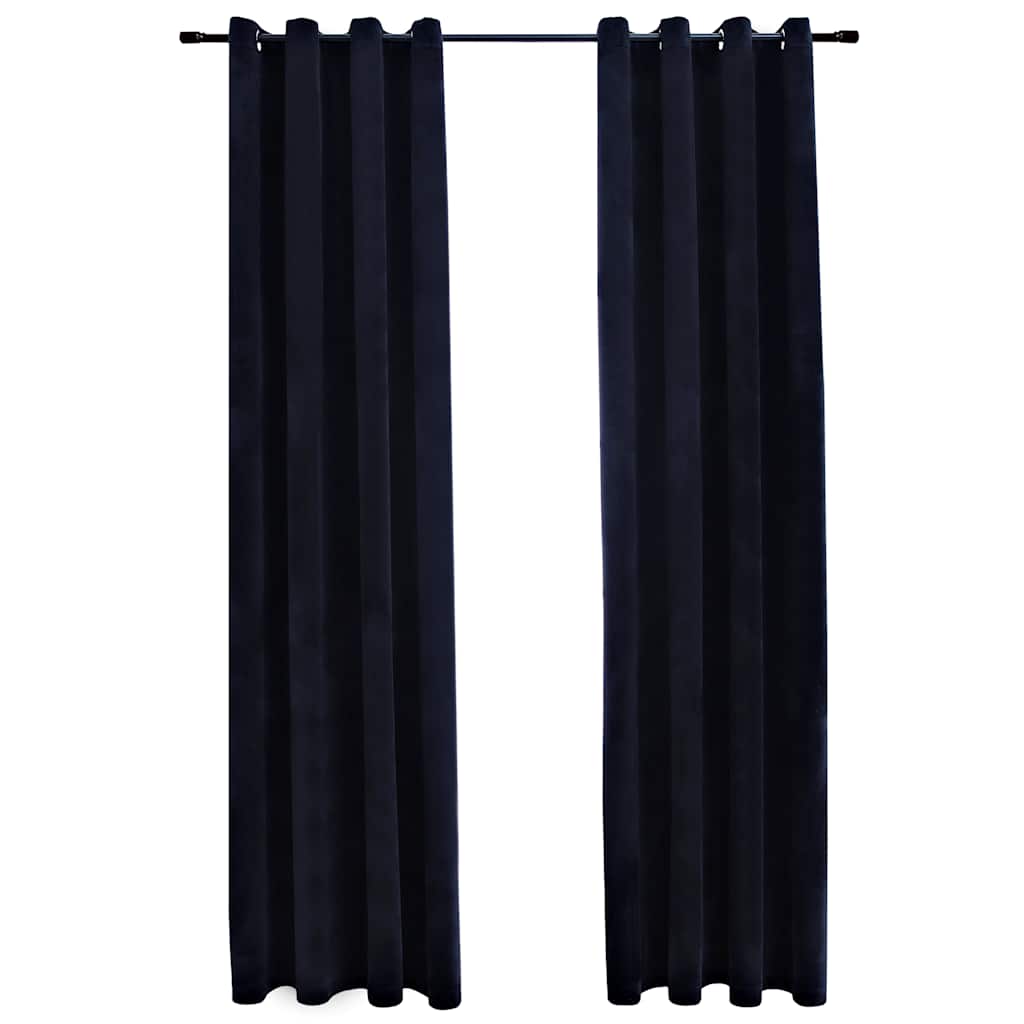 Vidaxl rideau noir avec anneaux 2 st 140x245 cm en velours noir