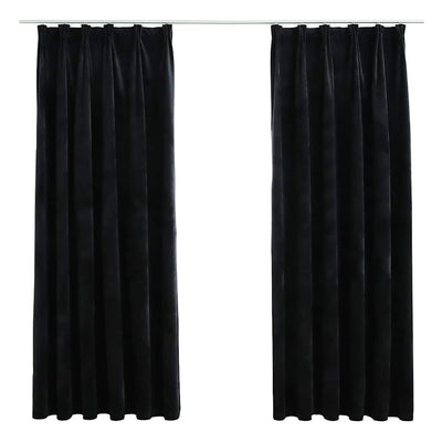 Vidaxl rideaux Blackout 2 Sts avec crochets 140x175 cm en velours noir