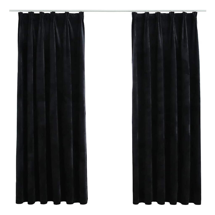 Vidaxl rideaux Blackout 2 Sts avec crochets 140x175 cm en velours noir