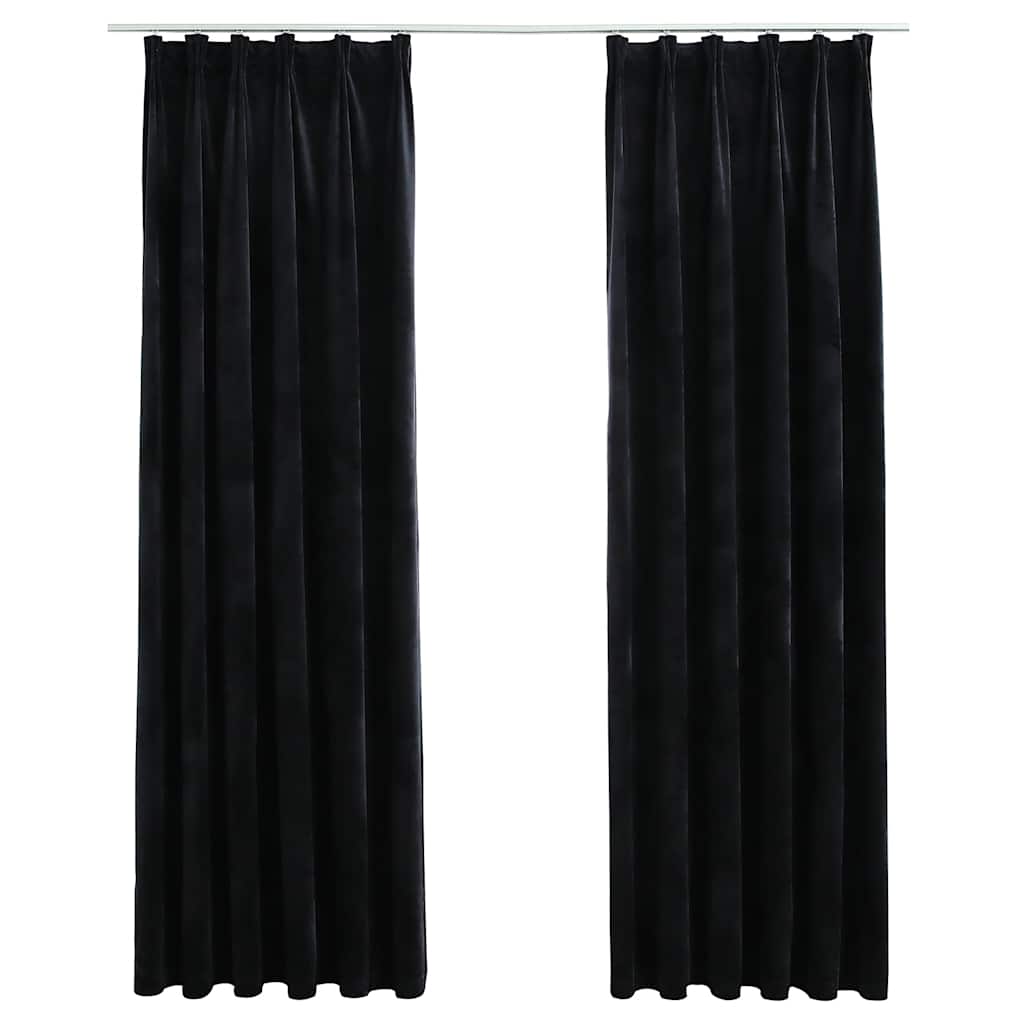 Vidaxl rideaux Blackout 2 Sts avec crochets 140x225 cm en velours noir
