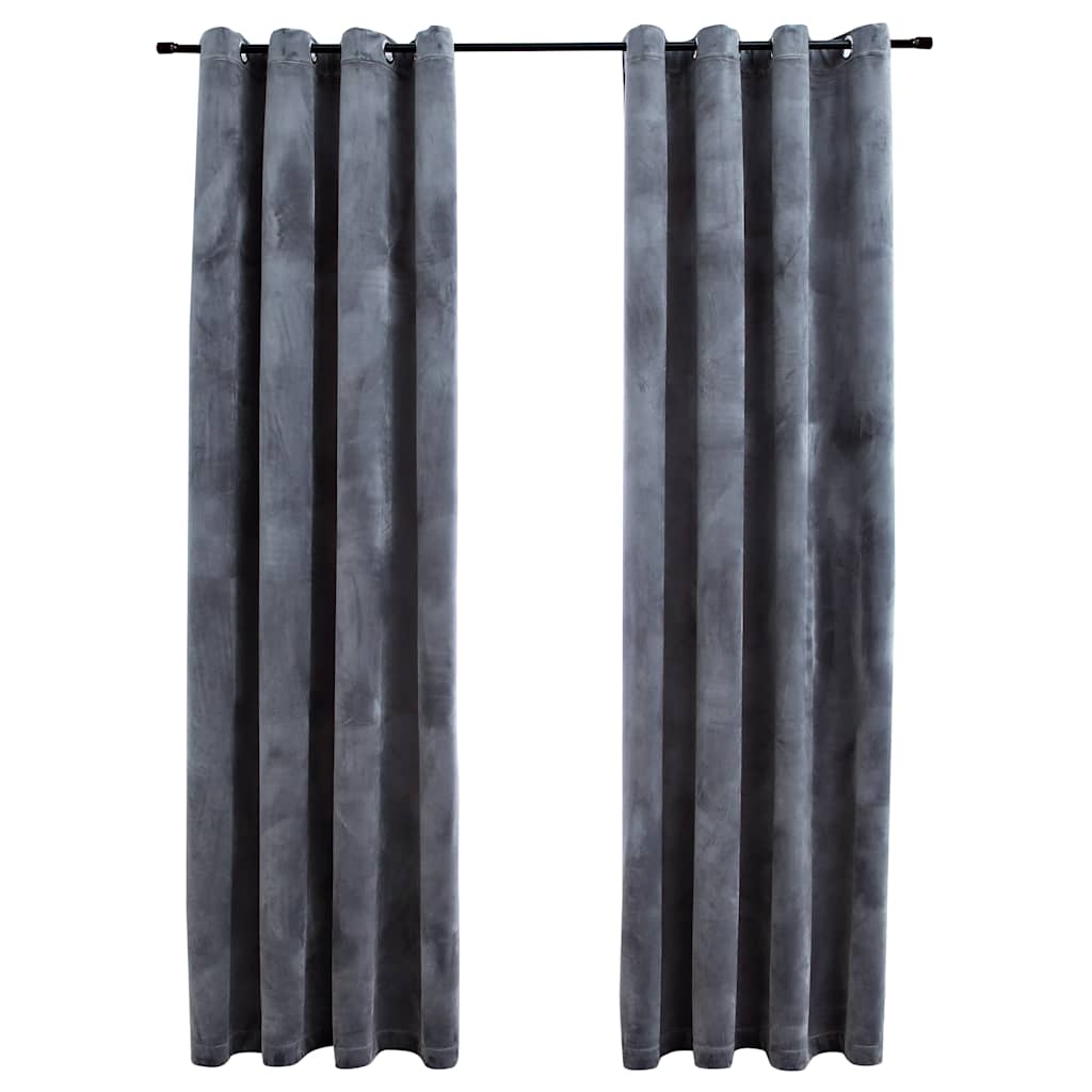 Vidaxl rideau noir avec anneaux 2 st 140x225 cm en velours gris