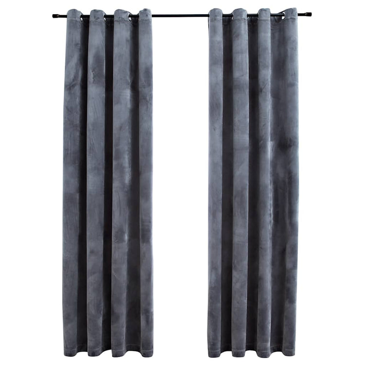 Vidaxl rideau noir avec anneaux 2 st 140x225 cm en velours gris