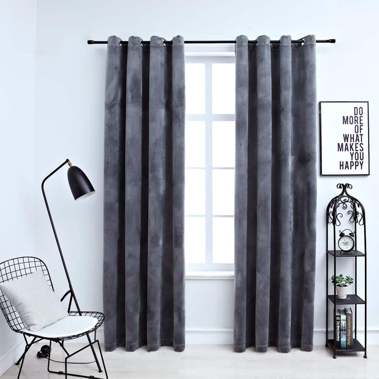 Vidaxl rideau noir avec anneaux 2 st 140x225 cm en velours gris