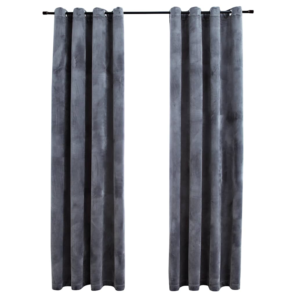 Vidaxl rideau noir avec anneaux 2 st 140x245 cm en velours noir