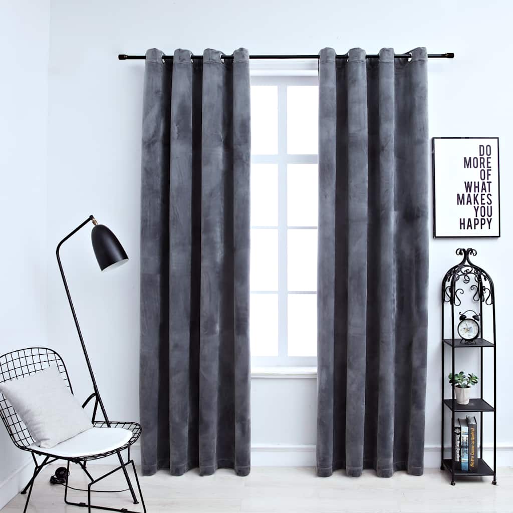 Vidaxl rideau noir avec anneaux 2 st 140x245 cm en velours noir