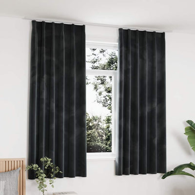 Vidaxl rideaux Blackout 2 Sts avec crochets 140x175 cm en velours anthracite