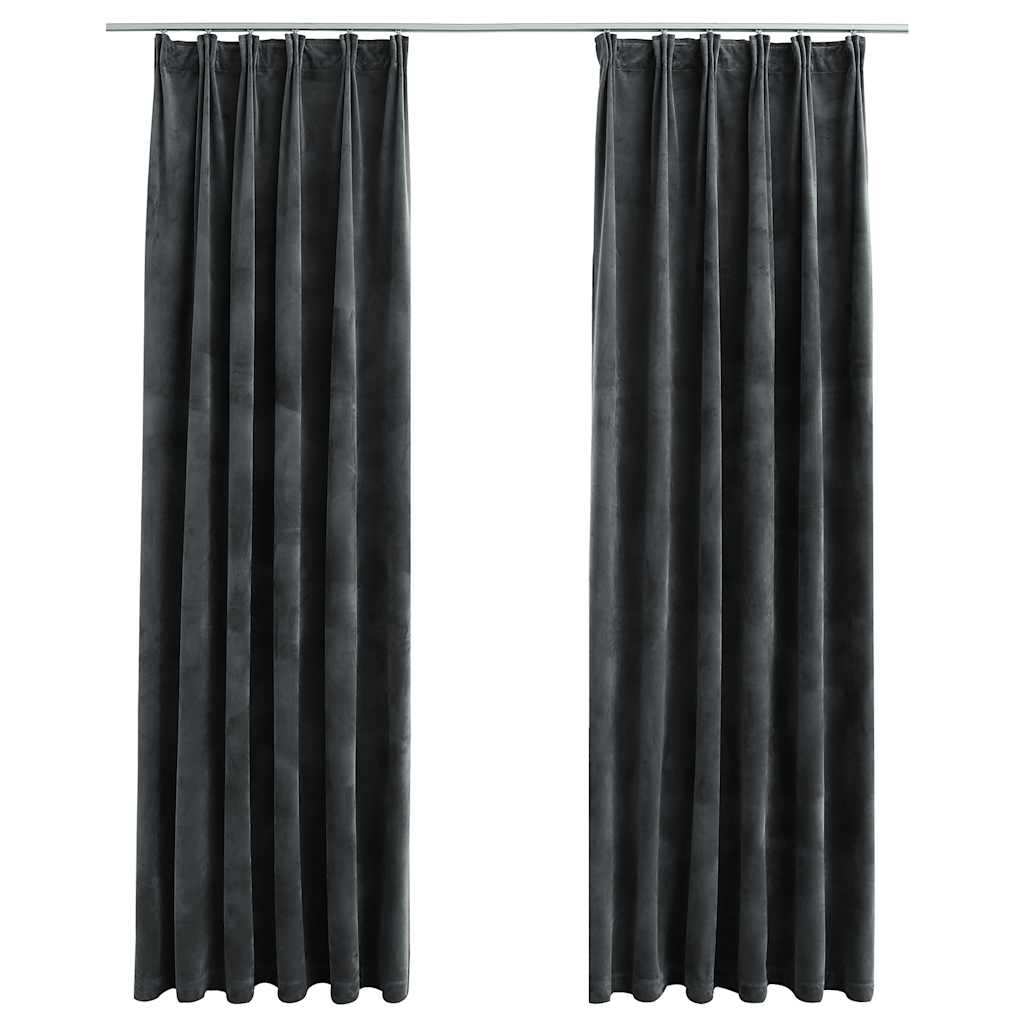 Vidaxl rideaux Blackout 2 Sts avec crochets 140x225 cm en velours anthracite