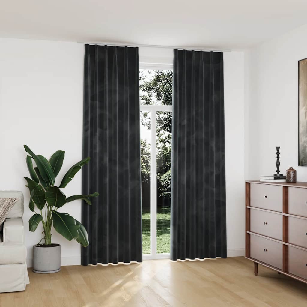 Vidaxl rideaux occluls 2 m avec des crochets 140x245 cm en velours anthracite