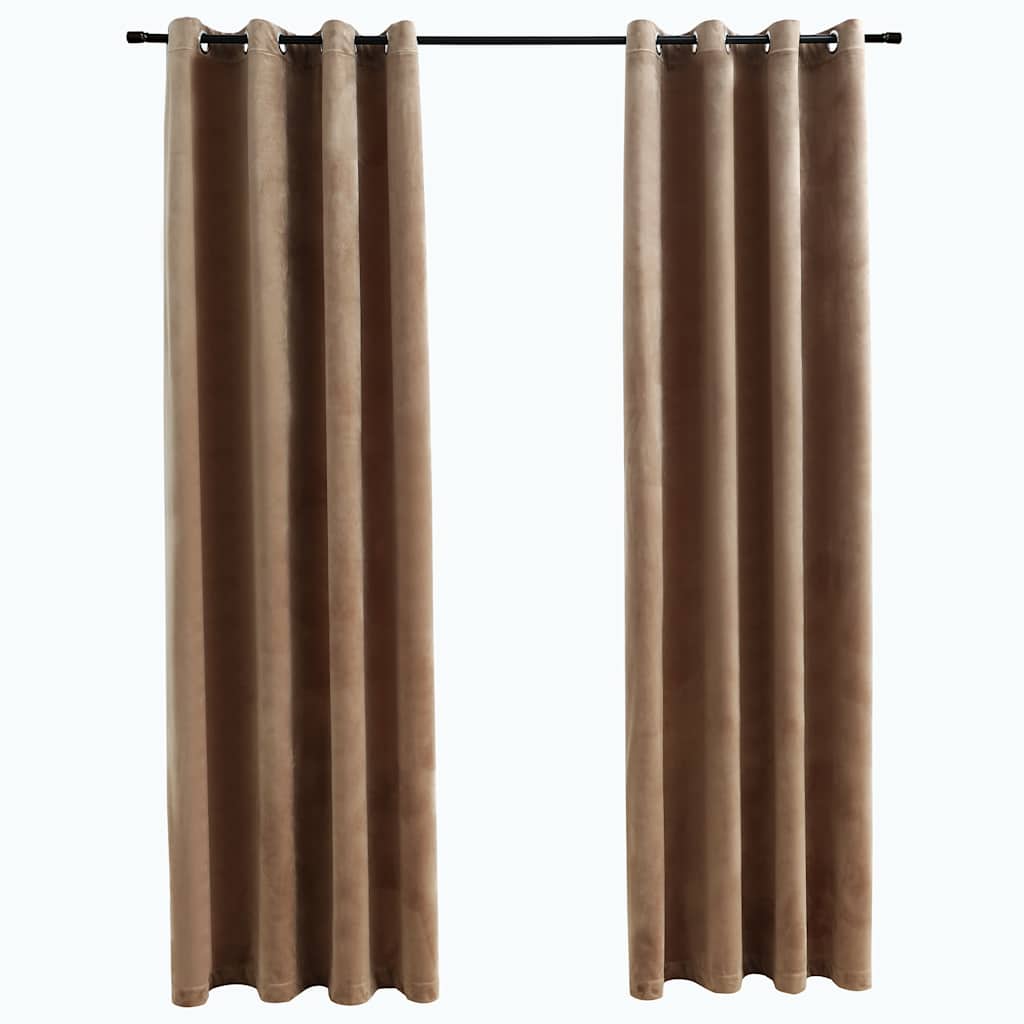 Vidaxl rideau noir avec anneaux 2 st 140x175 cm velours beige