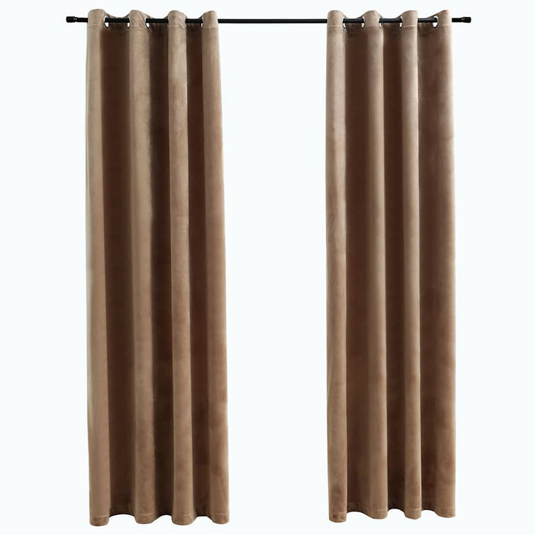 Vidaxl rideau noir avec anneaux 2 st 140x175 cm velours beige