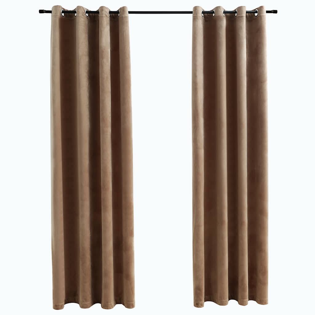 Vidaxl rideau noir avec anneaux 2 st 140x245 cm en velours beige