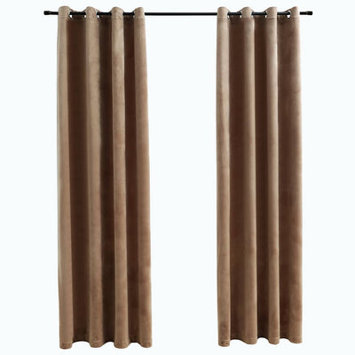 Vidaxl rideau noir avec anneaux 2 st 140x245 cm en velours beige