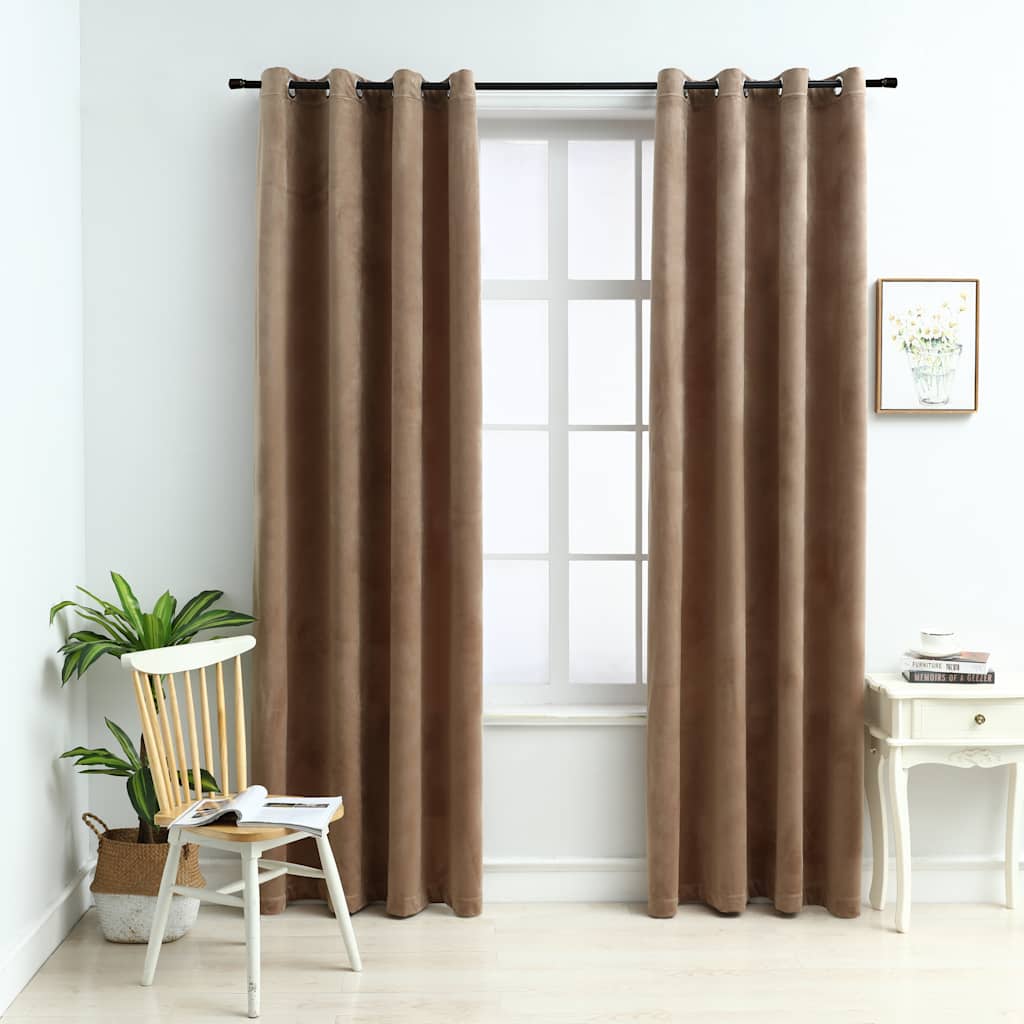Vidaxl rideau noir avec anneaux 2 st 140x245 cm en velours beige