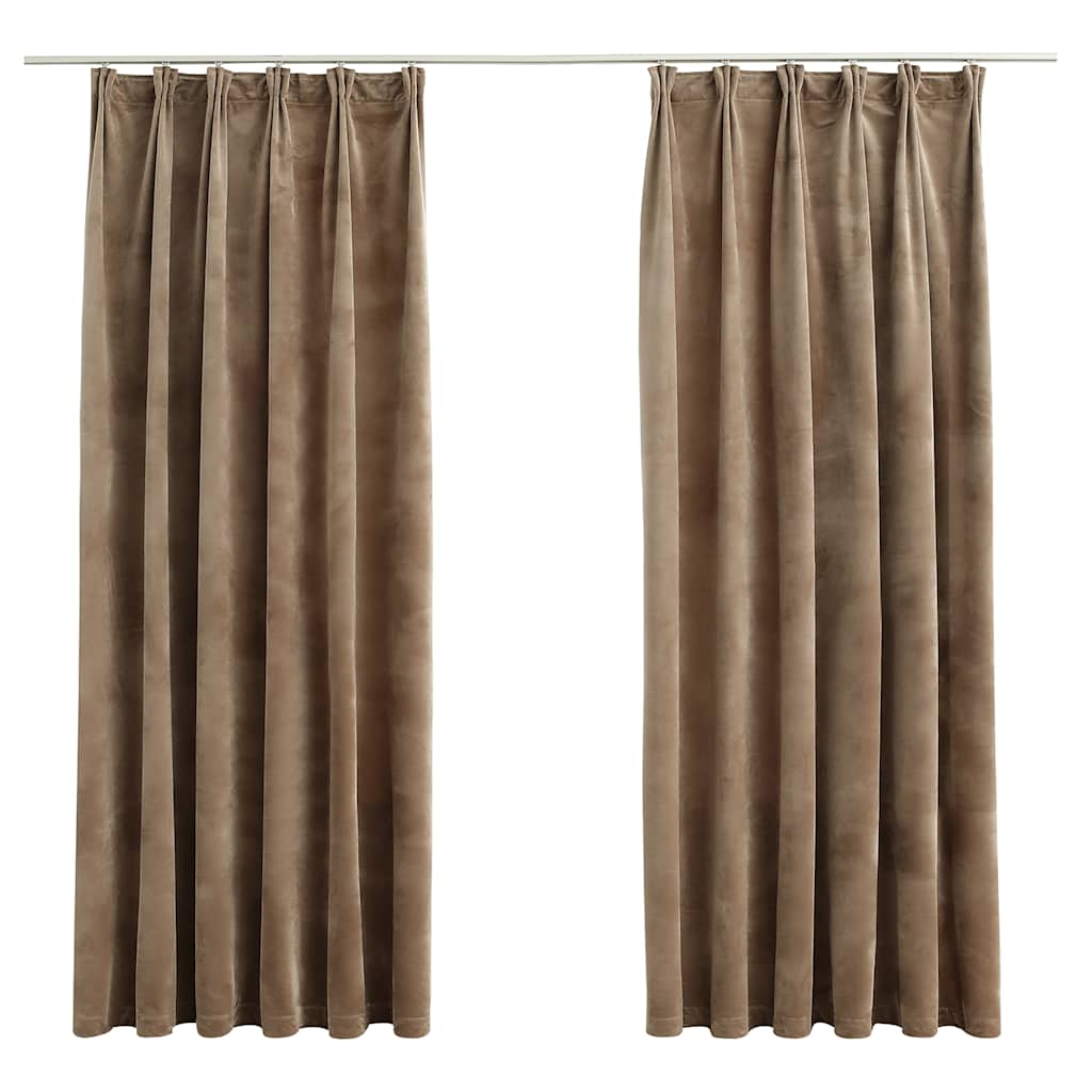 Vidaxl rideaux occluls 2 sts avec crochets 140x175 cm en velours beige