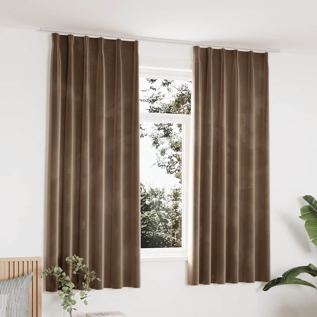 Vidaxl rideaux occluls 2 sts avec crochets 140x175 cm en velours beige