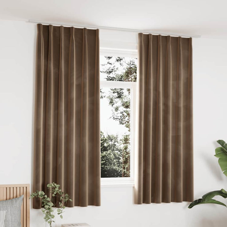 Vidaxl rideaux occluls 2 sts avec crochets 140x175 cm en velours beige