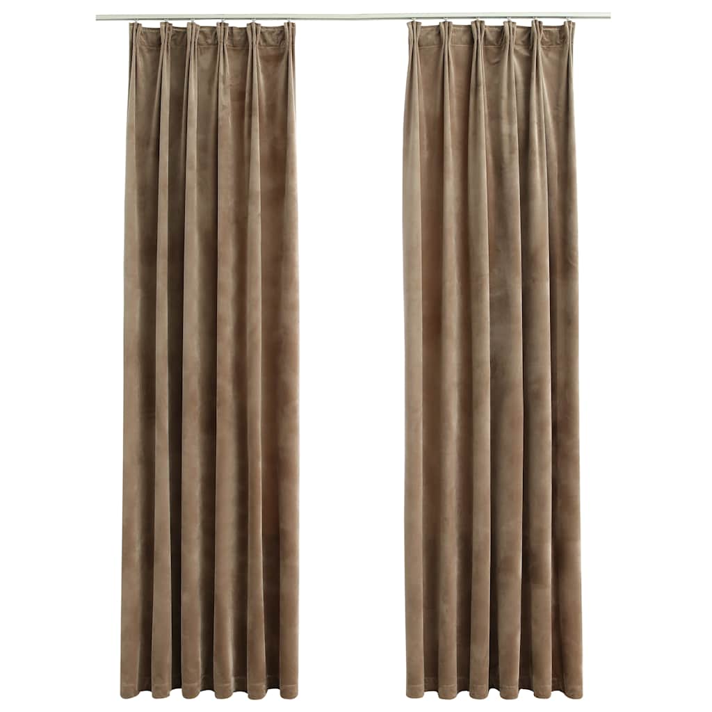 Vidaxl rideaux Blackout 2 Sts avec crochets 140x245 cm en velours beige