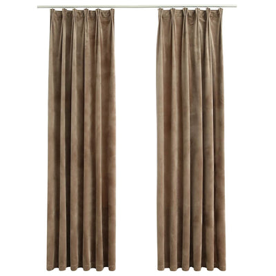 Vidaxl rideaux Blackout 2 Sts avec crochets 140x245 cm en velours beige