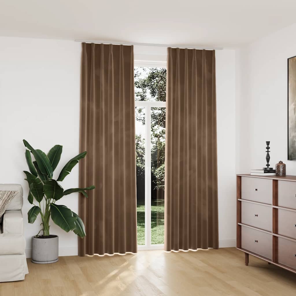 Vidaxl rideaux Blackout 2 Sts avec crochets 140x245 cm en velours beige