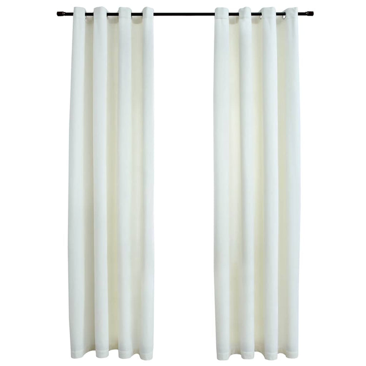 Rideau vidaxl accablant avec des anneaux 2 st 140x245 cm de crème en velours