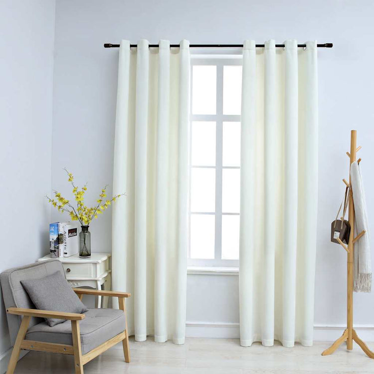 Rideau vidaxl accablant avec des anneaux 2 st 140x245 cm de crème en velours