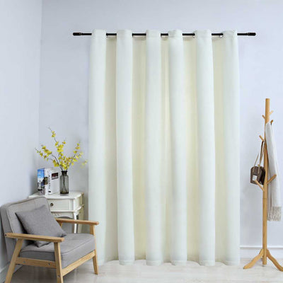 Rideau vidaxl accablant avec des anneaux 290x245 cm crème en velours