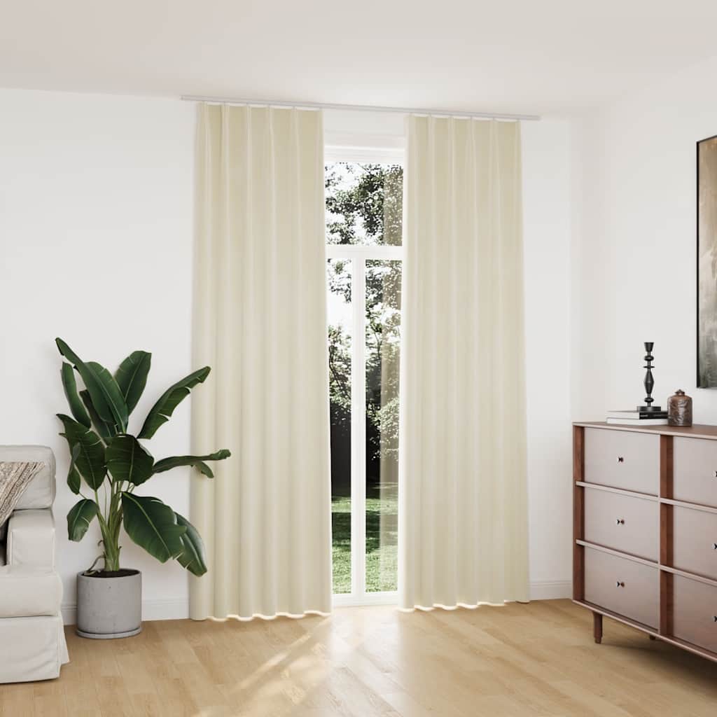 Vidaxl rideaux Blackout 2 STS avec crochets 140x245 cm de crème en velours