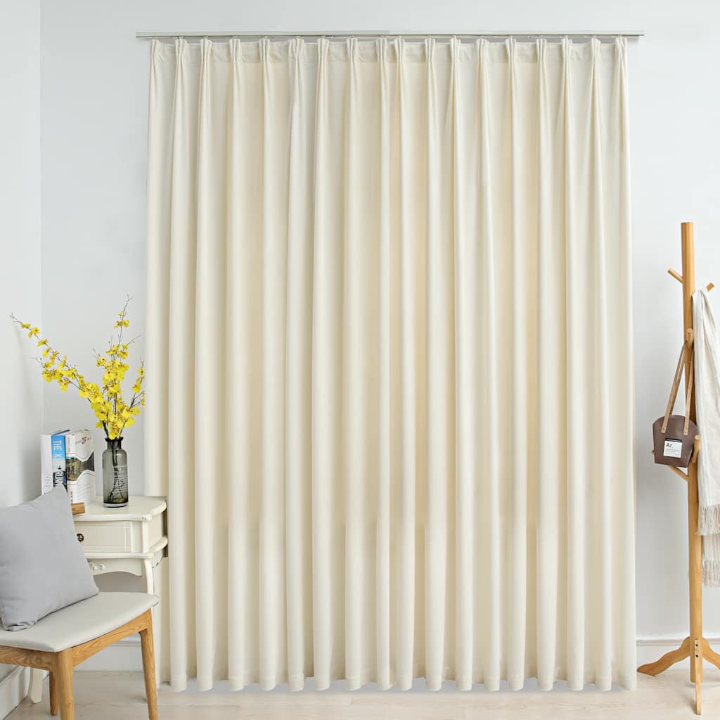 Vidaxl rideau occlusion avec crochets 290x245 cm en velours crème