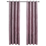 Vidaxl rideaux Blackout avec anneaux 2 st 140x225 cm en velours rose - afbeelding 2