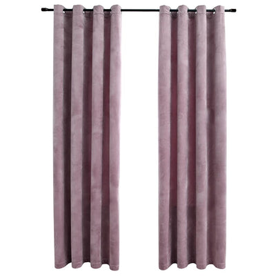 Vidaxl rideaux Blackout avec anneaux 2 st 140x225 cm en velours rose