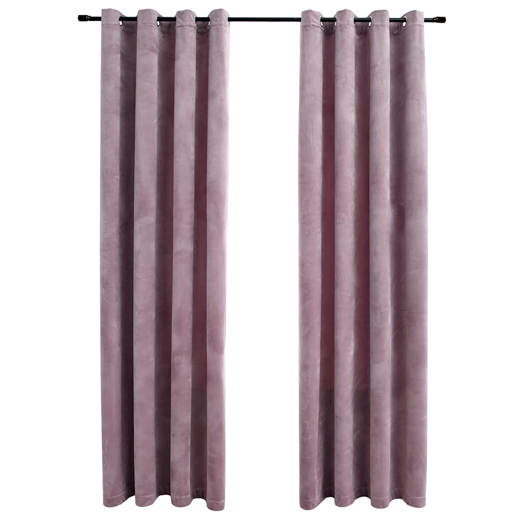 Vidaxl rideaux Blackout avec anneaux 2 st 140x245 cm en velours rose